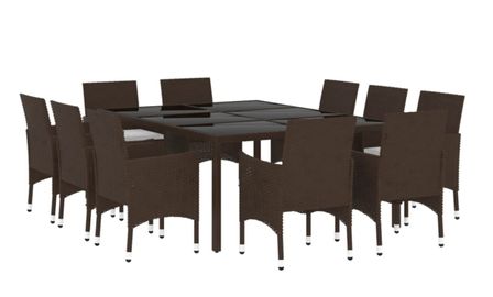 Ensemble à dîner de jardin 11 pcs Résine tressée Marron 2