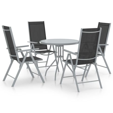 Ensemble à dîner de jardin 5 pcs Aluminium et textilène Argenté