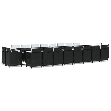 Ensemble à dîner de jardin coussins 21 pcs Noir Résine tressée 2