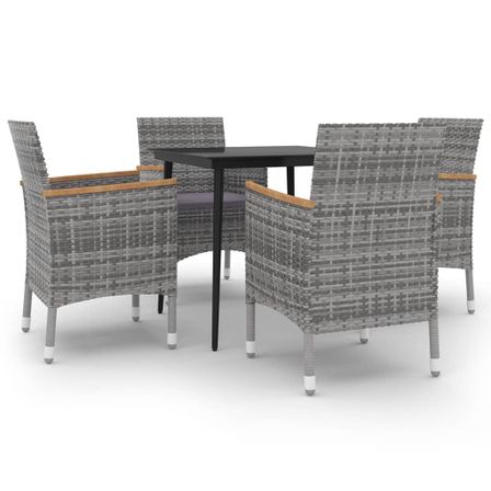 Ensemble à dîner de jardin coussins 5 pcs Résine tressée Verre 6
