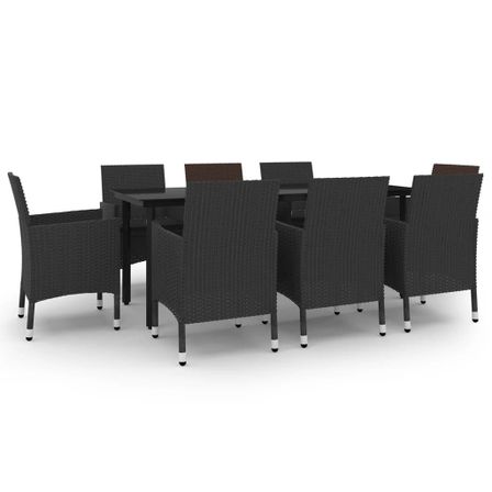 Ensemble à dîner de jardin coussins 9 pcs Résine tressée Verre 6