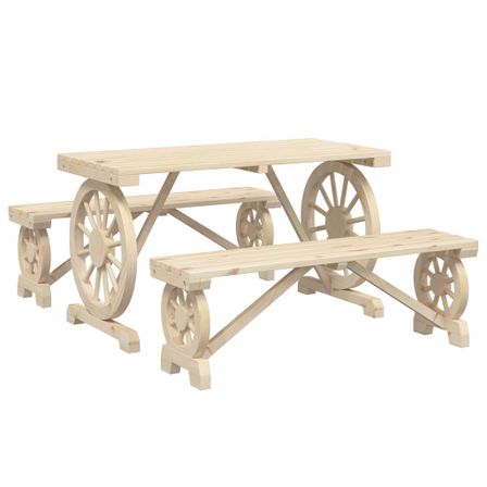 Ensemble à manger de jardin 3 pcs bois de sapin massif