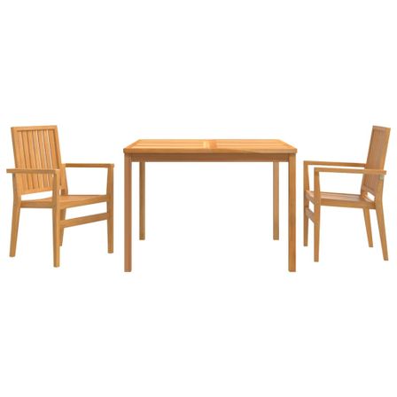 Ensemble à manger de jardin 3 pcs Bois de teck massif
