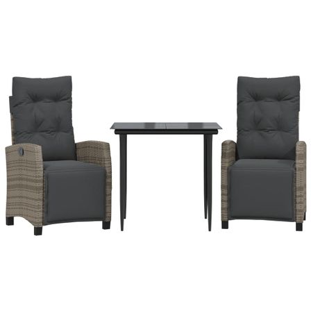 Ensemble à manger de jardin 3 pcs coussins gris résine tressée