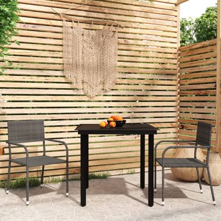 Ensemble à manger de jardin 3 pcs Gris