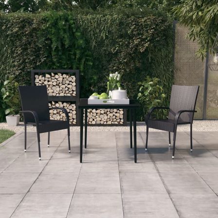Ensemble à manger de jardin 3 pcs Noir
