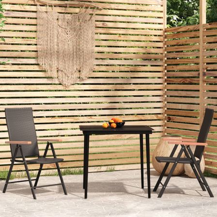 Ensemble à manger de jardin 3 pcs Noir