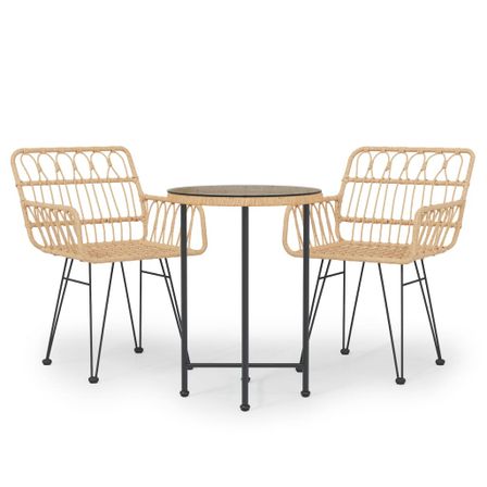 Ensemble à manger de jardin 3 pcs Résine tressée