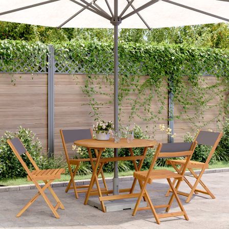 Ensemble à manger de jardin 5 pcs anthracite tissu bois massif
