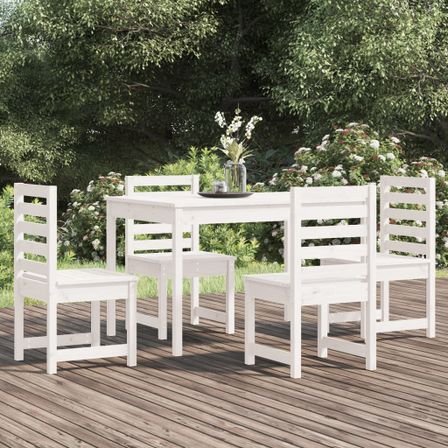Ensemble à manger de jardin 5 pcs blanc bois massif de pin