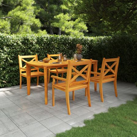 Ensemble à manger de jardin 5 pcs Bois d'acacia solide