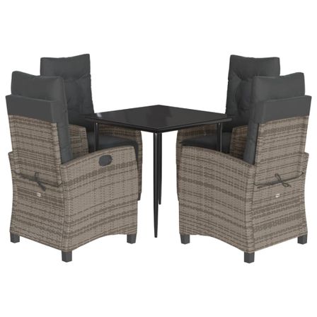 Ensemble à manger de jardin 5 pcs coussins gris résine tressée