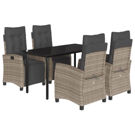 Ensemble à manger de jardin 5 pcs coussins gris résine tressée