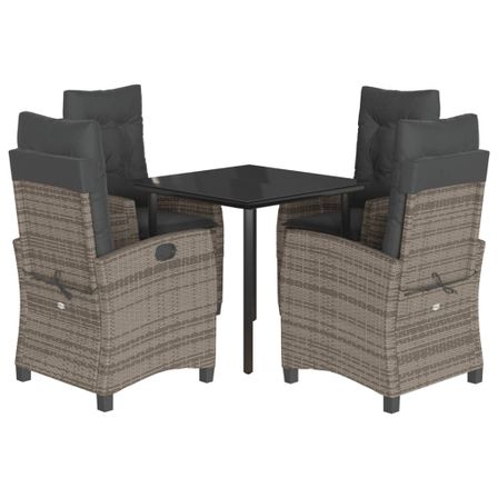 Ensemble à manger de jardin 5 pcs coussins gris résine tressée