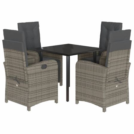 Ensemble à manger de jardin 5 pcs coussins gris résine tressée