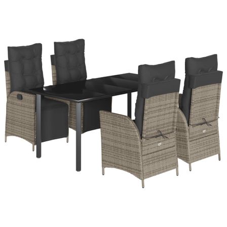 Ensemble à manger de jardin 5 pcs coussins gris résine tressée