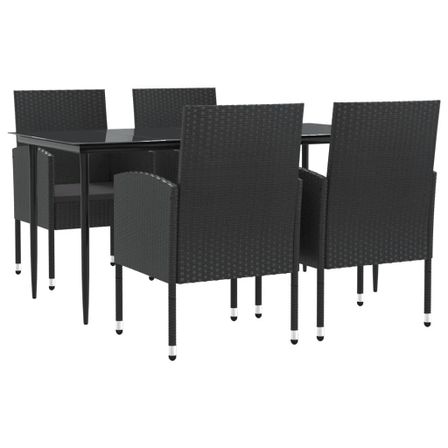 Ensemble à manger de jardin 5 pcs noir résine tressée et acier