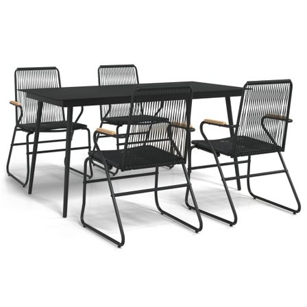 Ensemble à manger de jardin 5 pcs Noir Rotin PVC