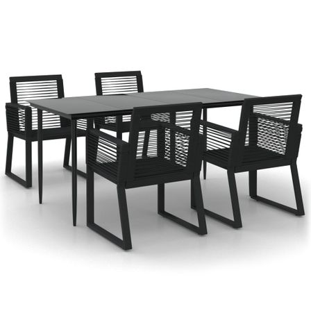 Ensemble à manger de jardin 5 pcs Noir Rotin PVC