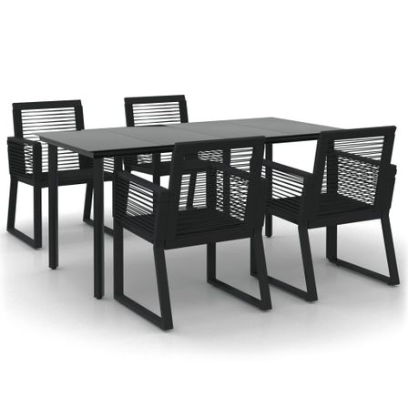 Ensemble à manger de jardin 5 pcs Noir Rotin PVC