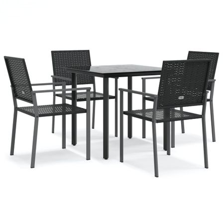 Ensemble à manger de jardin 5 pcs résine tressée acier
