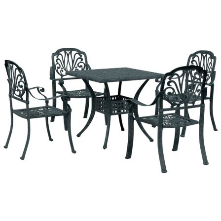 Ensemble à manger de jardin 5 pcs vert aluminium coulé