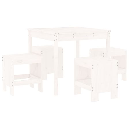 Ensemble à manger de jardin 5pcs blanc bois massif de pin