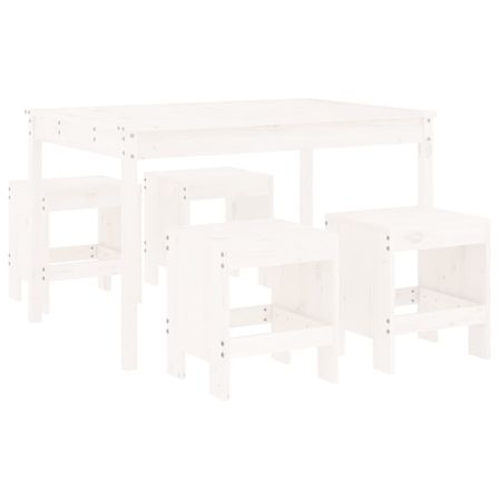 Ensemble à manger de jardin 5pcs blanc bois massif de pin