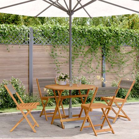 Ensemble à manger de jardin 5pcs gris polypropylène bois massif
