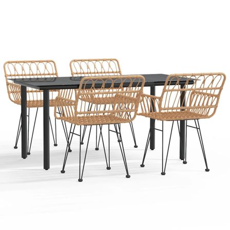 Ensemble à manger de jardin 5pcs Résine tressée