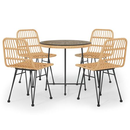 Ensemble à manger de jardin 5pcs Résine tressée