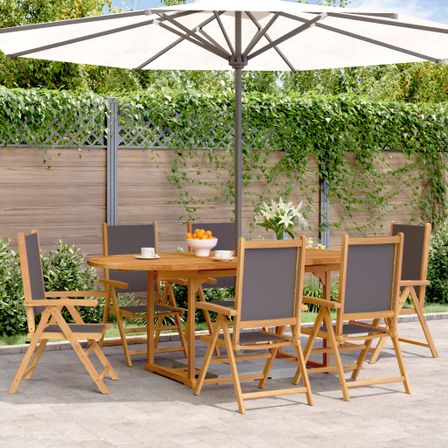 Ensemble à manger de jardin 7 pcs anthracite tissu bois massif