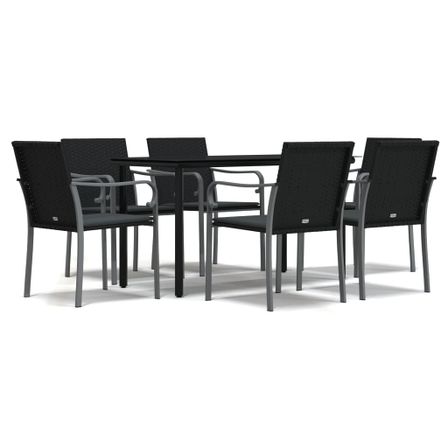 Ensemble à manger de jardin 7 pcs coussins résine tressée acier