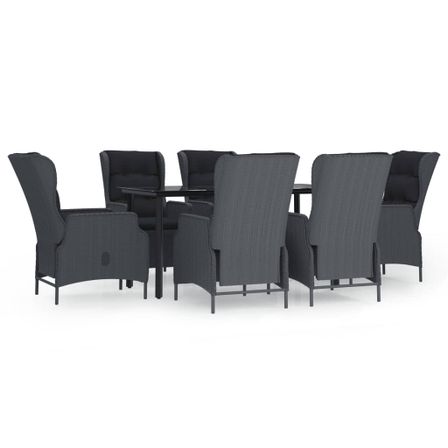 Ensemble à manger de jardin 7 pcs Gris foncé Résine tressée