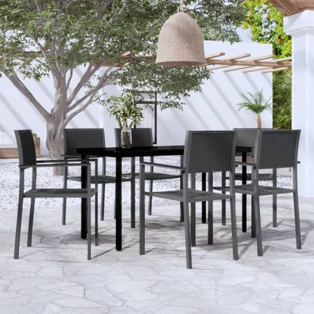 Ensemble à manger de jardin 7 pcs Noir