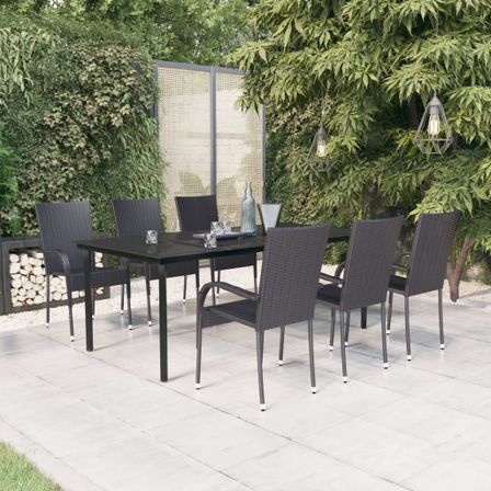 Ensemble à manger de jardin 7 pcs Noir