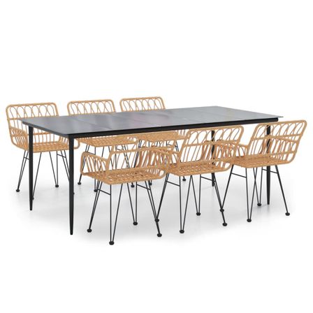 Ensemble à manger de jardin 7 pcs Résine tressée