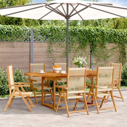 Ensemble à manger de jardin 7pcs beige polypropylène et bois