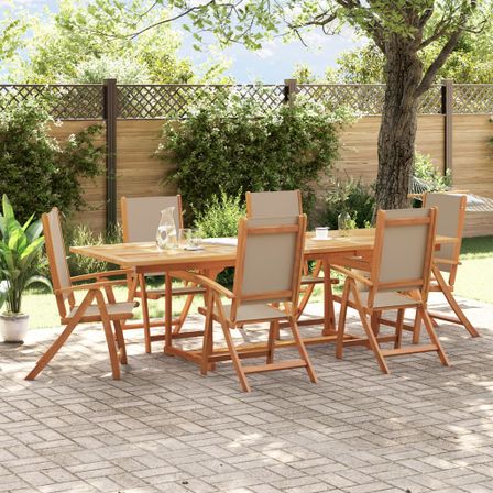 Ensemble à manger de jardin 7pcs bois d'acacia solide textilène