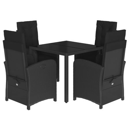 Ensemble à manger de jardin coussins 5pcs Noir Résine tressée