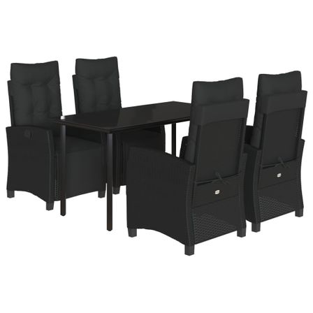 Ensemble à manger de jardin coussins 5pcs Noir Résine tressée