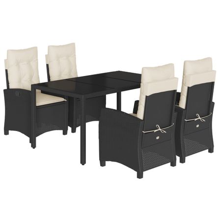 Ensemble à manger de jardin coussins 5pcs Noir Résine tressée