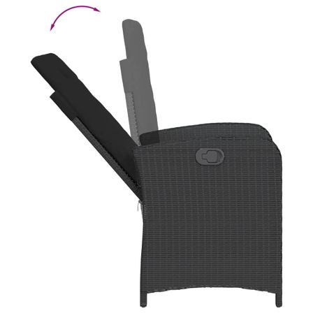 Ensemble à manger de jardin coussins 7pcs Noir Résine tressée