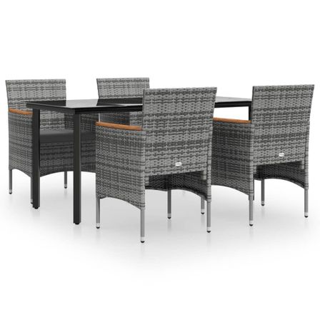 Ensemble à manger de jardin et coussins 5pcs Gris/noir