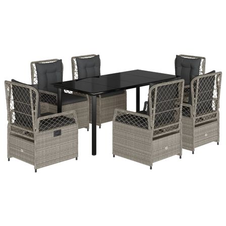 Ensemble à manger de jardin et coussins 7 pcs gris clair rotin