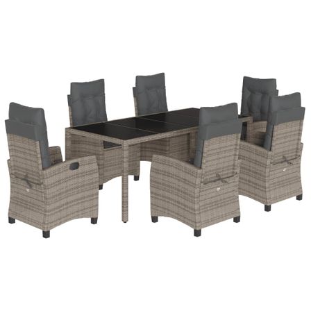 Ensemble à manger de jardin et coussins 7 pcs gris rotin
