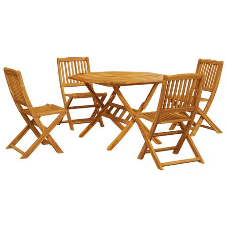 Ensemble à manger de jardin pliable 5 pcs bois massif d’acacia