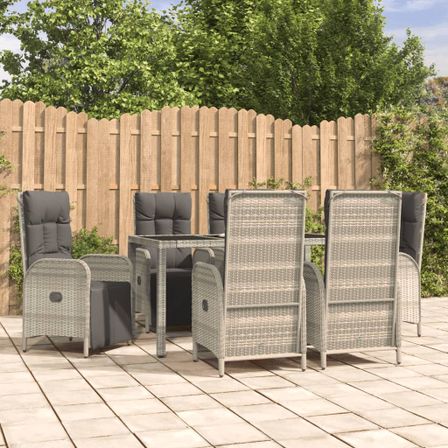 Ensemble à manger jardin et coussins 7 pcs gris rotin