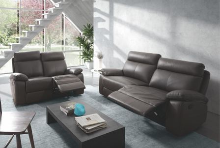 Ensemble Canapé de relaxation 2 et 3 places Manuel Cuir Gris Aron