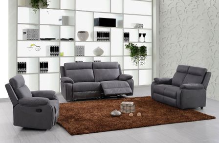 Ensemble canapé de relaxation 3 places électrique et 2 places fixe Microfibre Gris Rick